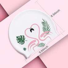 COPOZZ Gorro de natación para Adultos, de Silicona, Impermeable, cómodo, para Cabello Largo y Corto - Flamenco - Ver 11