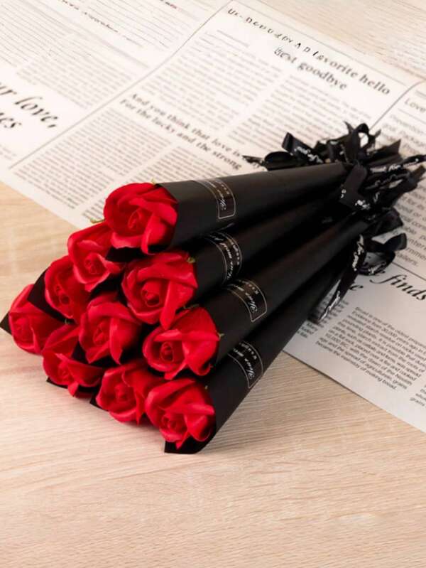 10 piezas Regalos para mamá Flores para el Día de la Madre 28 cm / 11 pulgadas de ancho 4.5 cm/1.7717 pulgadas Jabón para Día del Maestro Rosa, pequeño regalo de flor de jabón de simulación, ramo de flores, empuje para novia, novio, regalo del Día San Valentín, jabón rosa para boda, fiesta de bodas, boda de invitados, pequeña regalo