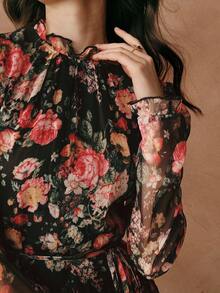 Savoree Elegant Floral Print Mid-Length Dress For Women, Summer Maxi Women Outfit