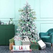 1/10pcs Glitter Poinsettia Decoration Flowers With Clips, Rose Gold Glitter Mesh Leaves Artificial Poinsettia Flowers For Christmas Tree, Christmas And New Year Holiday Decorations, Shiny Artificial Christmas Flowers For Rose Gold Christmas Tree, Wedding Table Decor (Dark Green)