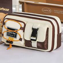 1个可爱卡通大容量铅笔盒，日韩学生铅笔盒，男女通用铅笔盒，多功能铅笔盒，简约铅笔盒，化妆包，洗漱包，文具包 - 彩色 - 查看 9