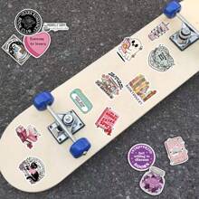 SCXXBSW 50 sztuk romantycznych, kreatywnych naklejek do czytania z kreskówek DIY, wodoodporne naklejki na bagaż i notes z gitarą