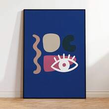 1 幅抽象眼睛深蓝色背景墙面艺术版画帆布画海报图片客厅卧室家居装饰无框 - 棕色 - 查看 9