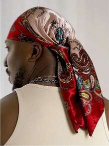 3-Piece Set Arabic Men's Headscarf, Middle East Dubai Shawl Scarf, Includes 1 Solid Bohemian Polyester Headband And 1 Hand-Knitted White Cap, Boho Style, Suitable For Middle East Travel/Arabic Outfit/Bohemian Fashion