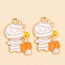 10pcs Halloween Enamel Accessories Pumpkin & Ghost Pendant, Suitable For DIY Jewelry Making Earrings Necklace Crafts Halloween Party Gifts