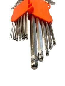 Juego de 13 Llaves Allen Largas con Punta de Bola, 1-10mm, Acero al Carbono, Acabado Niquelado, Ideal para Reparaciones de Bicicletas, Mantenimiento de Herramientas y Trabajos de Precisión - Naranja - Ver 5