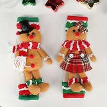2pcs Christmas Gingerbread Man & Woman Refrigerator Door Handle Covers - Classic Polyester Holiday Kitchen Decor, Suitable For Home And Kitchen Appliances, No Power Needed, No Feathers - متعدد الألوان - مشاهدة 5