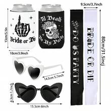 Bộ quà tặng trang trí tiệc độc thân "Cô dâu hay chết" Till Death Do Us Party kèm ruy băng và ly dự tiệc - Nhiều màu - Xem 8