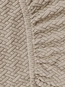 1 件卡其色纯色提花条纹弧形，经典简约设计，高弹性防尘可拆卸可洗全罩椅套，适用于酒店、客厅、书房、餐厅、日常使用，米色、黑色、秋季装饰、房间装饰、返校、学校用品 - 彩色 - 查看 8