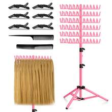 Braiding Hair Rack Standing Hair Extension Holder Hanger, 144 Pegs Hair Divider Rack For Braiding Hair Separator Stand Display Stand - 粉色 - 查看 2