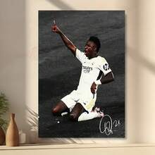 Framed   Football Wall Art - Black & White Minimalist Canvas Print,  Vertical Sports Poster For Bedroom, Office, Classroom Decor - Soccer Player Celebration Artwork, Soccer Room Decor, Office Decoration, Classic Design, Premium Finish, Office Workers - Đã đóng khung - Xem 2