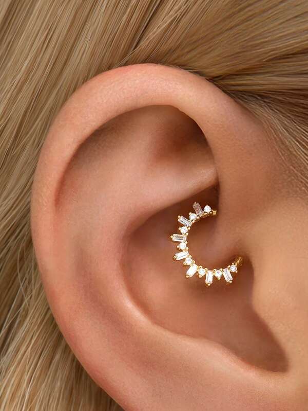 1 pieza Aro de perforación de oreja con pavé de circonita cúbica con brillo de 18 calibre, hipoalergénico de plata esterlina 925, anillos de nariz/septum, aros de cartílago de trago hélice concha de oro amarillo para uso diario de mujeres y hombres (se vende por 1 pieza)