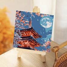 1 Set Number Painting Kit For Adult Beginner,Waves,Sunset Landscape Series Design With Wooden Frame,Acrylic Paint,Brush,Hooks For Home Wall Hanging Decoration