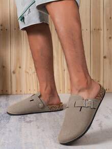 أحذية رجالية مفتوحة الخلف موديل جديد للربيع، أحذية كاجوال بتصميم انزلاقي بطراز قديم، أحذية مفتوحة الأصبع مسطحة مع حزام قابل للتعديل، متوفرة بإصدارات بدون بطانة للاستخدام على مدار السنة وإصدارات مبطنة بالحرارة للخريف/الشتاء - رمل - مشاهدة 3