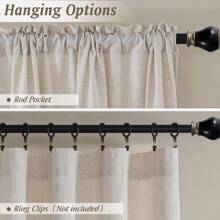 1 件日式简约优雅仿亚麻薄纱窗帘，遮光保暖柔软窗帘，适用于客厅、卧室、酒店