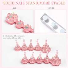 2 Set Nail Holder Painting Nails ,Nail Tips Training ,Acrylic Nail Stand Press On ,Nails Display With 96 Pcs Reusable Adhesive Putty(Laser Pink) - Laser Pink - View 8