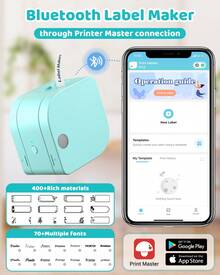 Phomemo P12 Label Maker Machine With 1 Tape, Bluetooth Small Thermal Label Printer With Multiple Templates Mini Label Maker For Home, Kitchen, Organization, Office - Negro - Ver 2