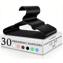 10/20/30pcs Sturdy Plastic Hangers - Non-Slip, (White, Black, Blue, Pink, Green, Gray) With Grooved Shoulders For Firm Grip - Ideal For Home Closet, Dorm And Wardrobe Organization