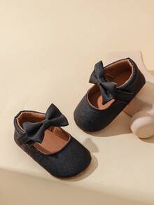 0-1 Years Old Infant Toddler Shoes With Bowknot & Glitter PU - Black - View 5