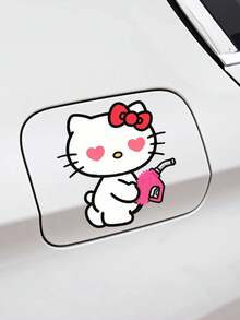 Sanrio 4/5 قطعة ملصقات سيارة كرتونية لشخصية كيتي، ملصقات ديكورية جميلة للسيارة، ملصقات لغطاء خزان الوقود، إبداعية