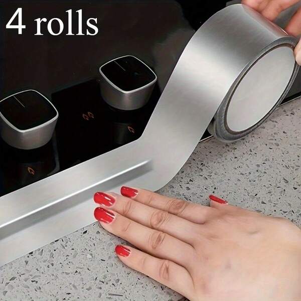 Luxury Self-Adhesive Aluminum Foil Tape - Heavy Duty Moisture-Proof Seal For Bathtub, Shower, Toilet, Kitchen Sink & Basin Edges (1.18" X 197" Roll, Easy Cut & Paste, Waterproof & Mold-Resistant)