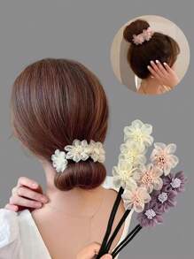 1个女士蓝色水晶水钻羽毛镂空发髻器，优雅时尚高马尾发髻配饰，夏季甜美可爱时尚发饰工具，适合日常使用，可用作发髻延长器、发髻假发、发夹、发卡、发饰、学习用品、发卡、派对配饰、婚礼用品、派对造型