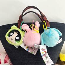 THE POWERPUFF GIRLS 8cm Powerpuff Girls Plush Hanging Ornament, Cute Round Rabbit, Dog, Bear Stuffed Animal Keychains, Birthday Gift