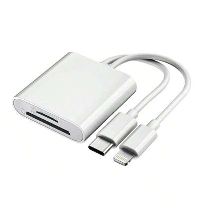 1个SD卡读卡器，兼容和相机，双卡槽存储卡读卡器，支持SD和TF卡，适用于户外相机查看器，SD卡适配器，便携式Micro SD卡读卡器