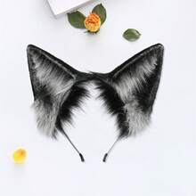Fox Ears Headband Furry Animal Ears Cosplay Hairhoop Halloween Costume Accessories For Adults - màu đen - Xem 3
