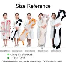 50cm Cute Cat Pillow Plush Long Body Pillow Cuddle Cartoon Stuffed Animals Cat Plushie Hugging Pillow, Cuddly Soft Long Kitten Body Pillow Doll Cat Cushion Toy For Kids Girlfriend, Holiday Gifts, Valentine's Day Gifts