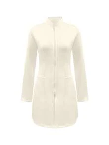 纯色拉链前襟双口袋实验服春季款 - 杏色 - 查看 1