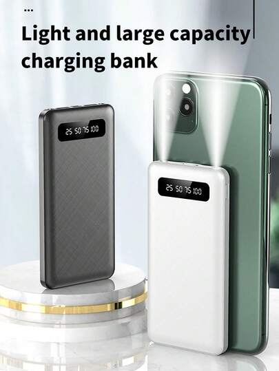 Draagbare powerbank van 10.000 mAh met hoge capaciteit, geschikt voor telefoons/horloges (2x USB-uitgang), met ledverlichting, digitale led-voedingsweergave, geschikt als afstudeercadeau, cadeau voor singles, cadeau voor bruidsmeisjes, cadeau voor Vaderdag, Halloweendecoraties en -cadeaus.