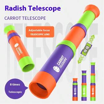 1pc 2025 New Cartoon Carrot Telescope 8X Monocular 3-Section Telescopic Zoom, Educational Toy For Kids, Birthday/Christmas/Halloween Gift, Perfect Present