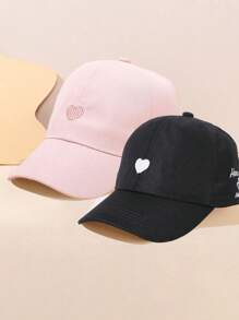 2 件爱心刺绣半天顶棒球帽女士太阳帽，可扎高马尾，适合返校、户外运动和日常休闲活动