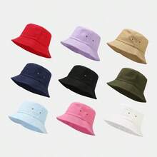 1pc Women's Washed Solid Color Detachable Drawstring Windproof Bucket Hat, Windproof And Sun-Shading, Random Style Shipped - Beige - View 8