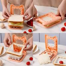 1 件，不锈钢早餐三明治模具、吐司切刀、口袋封口机、面包 DIY 制作工具；粉色方形蕾丝花边、绿色恐龙形状、吐司夹、面包切片模具，方便、耐用且易于清洁，适用于烘焙糕点工具。