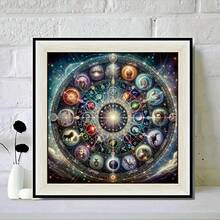 5D Diamond Painting Kit - DIY Zodiac Astrology Animals Full Drill Acrylic Round Canvas - Embroidery Cross Stitch Art Home Wall Decor Craft, Frameless Gift - Multiple Sizes - Multicolor - View 2