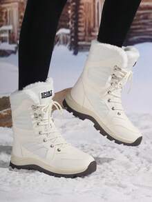 Botas de nieve del norte nuevas para el invierno 2025, zapatos de invierno para mujer de caña alta, forro cálido, impermeables, antideslizantes, adecuados para senderismo al aire libre, trekking, uso casual