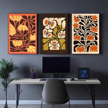 3pcs Vintage Floral Canvas Art Home Decoration, Moisture-Proof Wall Decoration, Suitable For Living Rooms, Bedrooms, Kitchens, Cafes, Bars, Decorations, Dormitories, Home Wall Decoration Optional Wooden Frame - Multicolor - View 3