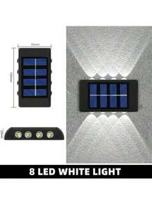 2pcs Solar Wall Light Up And Down Emitting Atmosphere Light Suitable For Outdoor Courtyard Garden Corridor Layout Wall Decorative Lighting - Black - View 13