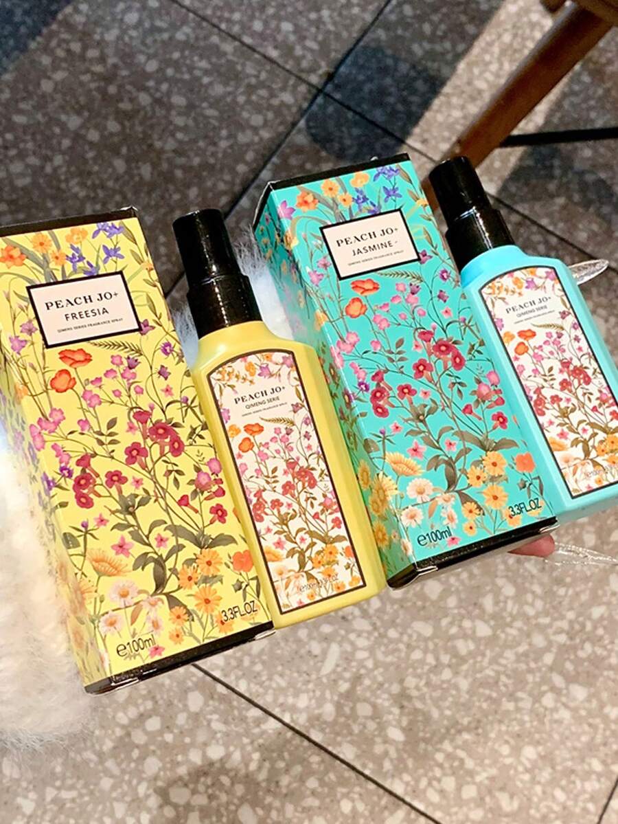 1 Stück - 100ML Duftzerstäuber, PFIRSICH Blütentraum Duftzerstäuber, Gardenie Jasmin Parfüm, langanhaltender Duft Kleidung Geruchsentferner Spray, PFIRSICH JO+ Coole Sommer Serie, alkoholfreier Blauer Windspiel Duftzerstäuber, Geruchsentferner Spray, leichtes Duftwasser Damen Duftzerstäuber, Raumduft Spray