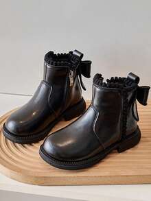 Botas para niñas, nuevas botas cortas para niños en otoño/invierno, zapatos para niños, zapatos para niñas pequeñas, botas de princesa con lazo