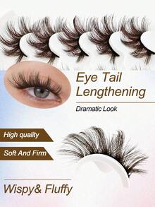 5 Pairs Natural Lashes Brown Short False Eyelashes Wispy Mink Eye Lash Fluffy Wispies Eyelash Natural Look Fake Lashes Pack Volume Lash Strips Strip Lashes, Lashes, Eyelashes, Fake Lashes