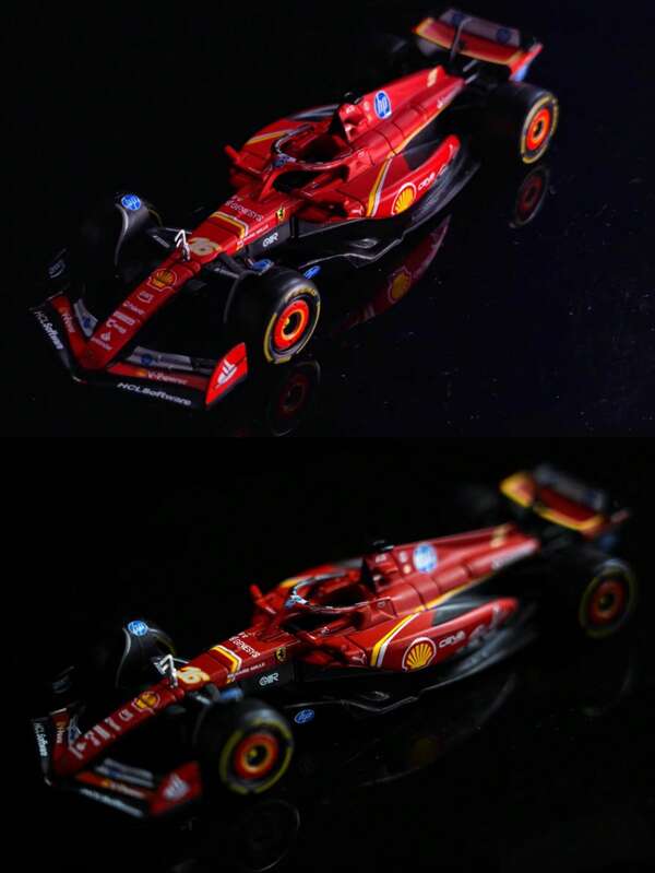 Burago 1 peça, escala 1:43, Bburago F1 Series - Ferrari SF-24 2024 Imola, italiano, Emilia Romagna, miniatura de carro em liga metálica fundida, do piloto nº 16, Charles Leclerc, material em liga metálica, detalhes realistas, duas opções de embalagem: vitrine de acrílico com capacete/caixa de papelão comum, item de colecionador, presente sofisticado para entusiastas de corrida, Halloween, Natal, aniversário, decoração de casa