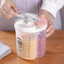 Vorratsdosen 2er‑Set 1,5 L für Lebensmittel, Blütenblattklappe, Trennwanddesign, Aufbewahrungsbox Küche luftdicht, Behälter mit Deckel, Vorratsbehälter Plastik, Frischhaltedosen mit Deckel, für Vollkorn, Bohnen