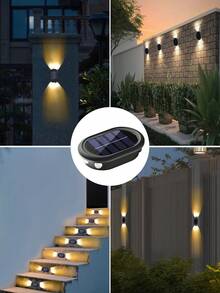 1/2 件 6LED 冷/暖光户外太阳能壁灯，庭院花园装饰照明，适合户外、圣诞节、万圣节、返校礼物 - 升級款-凸鏡壁燈 - 查看 7