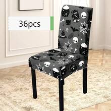 1/4/6/8 Stücke, modische Halloween-Stil bedruckte Stuhlbezüge/Bürostuhlbezüge/Stuhlbezüge für Esszimmer, geeignet für moderne tägliche Dekoration in Innenräumen von Familien-Restaurants und Hotels. Die elastischen Stuhlbezüge können gereinigt werden und sind ein ideales Halloween-Geschenk