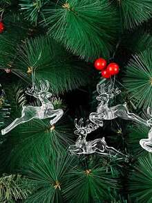 3D Acrylic Transparent Deer Hanging Ornaments, Nordic Minimalist Style Hollow Reindeer Decor, Matte Texture, Christmas Party Decoration, New Year Gift, Winter Window Display, Ice & Snow Home Decor