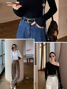 1pc Women's Fashionable Alloy Buckle Belt, Suitable For Various Festivals, Parties And Casual Occasions Fall, Autumn, Halloween