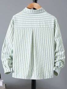 Boys' Casual Striped Shirt, Versatile New Design - Mint Green - View 2